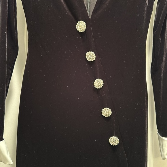 Nico V-neck Diamante Slit black Velvet Maxi Dress by size Small - Picture 8 of 8